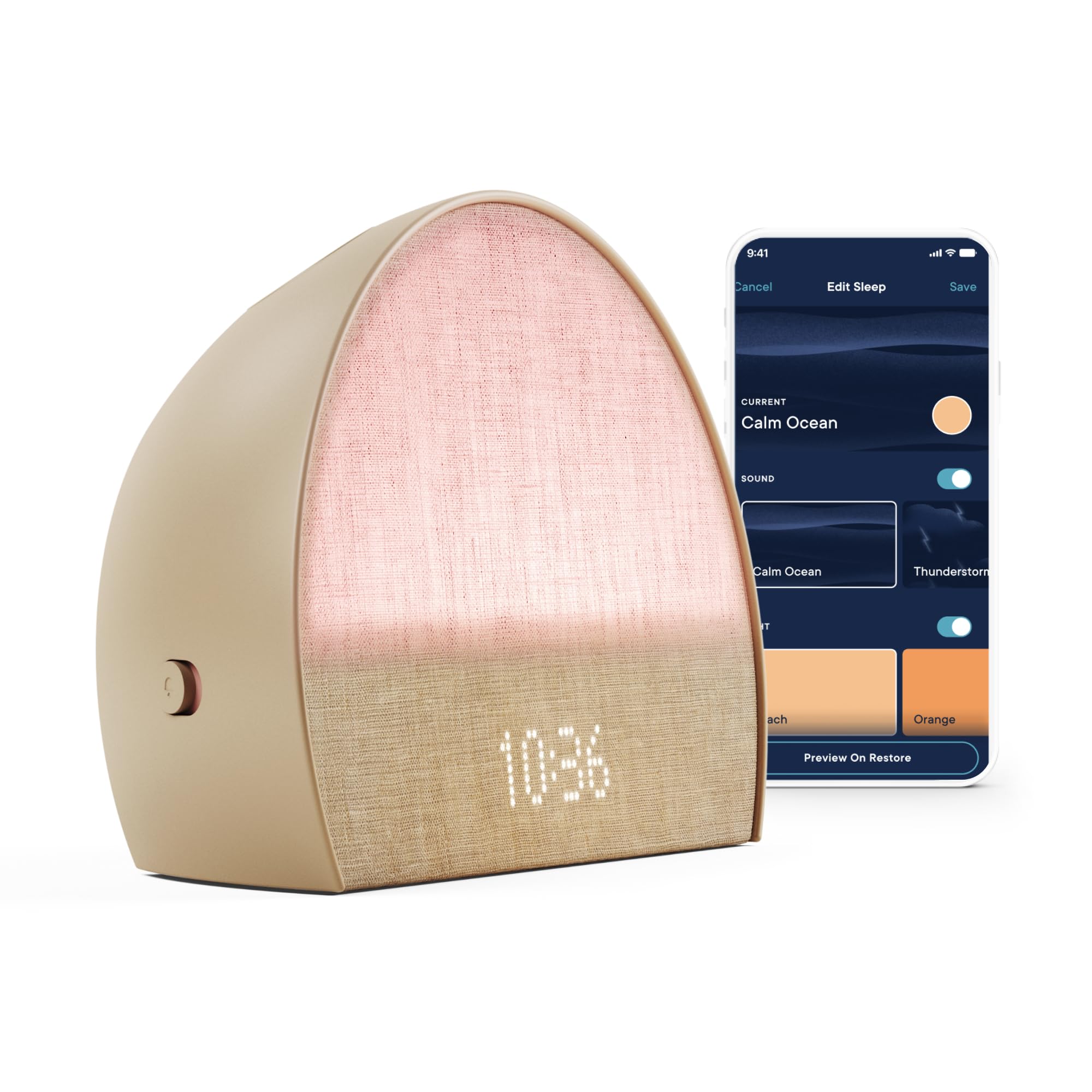 Hatch Restore 2 Sunrise Alarm Clock, Sound Machine, Smart Light (Latte) ー Your Bedside Sleep
