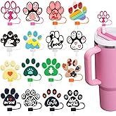 16 PCS Dog Paw Straw Covers Cap for Tumblers,10mm 0.4in Straw Topper for Stanley Cup 30&40oz Stanley Cups Accessories Gifts For Women Party Favors