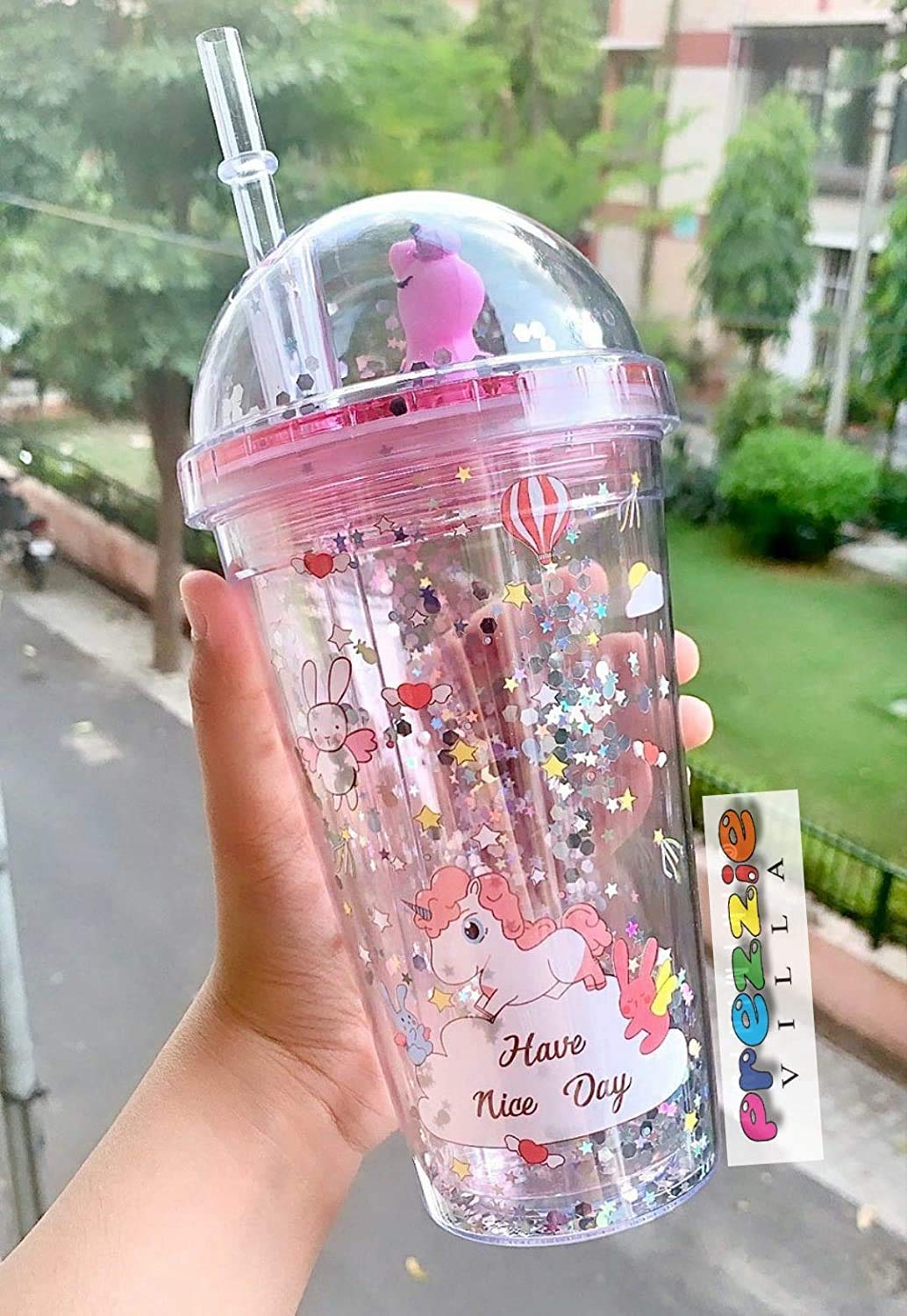 onicron Transparent Sipper/Water Bottle/Mason Jar/Tumbler with Straw