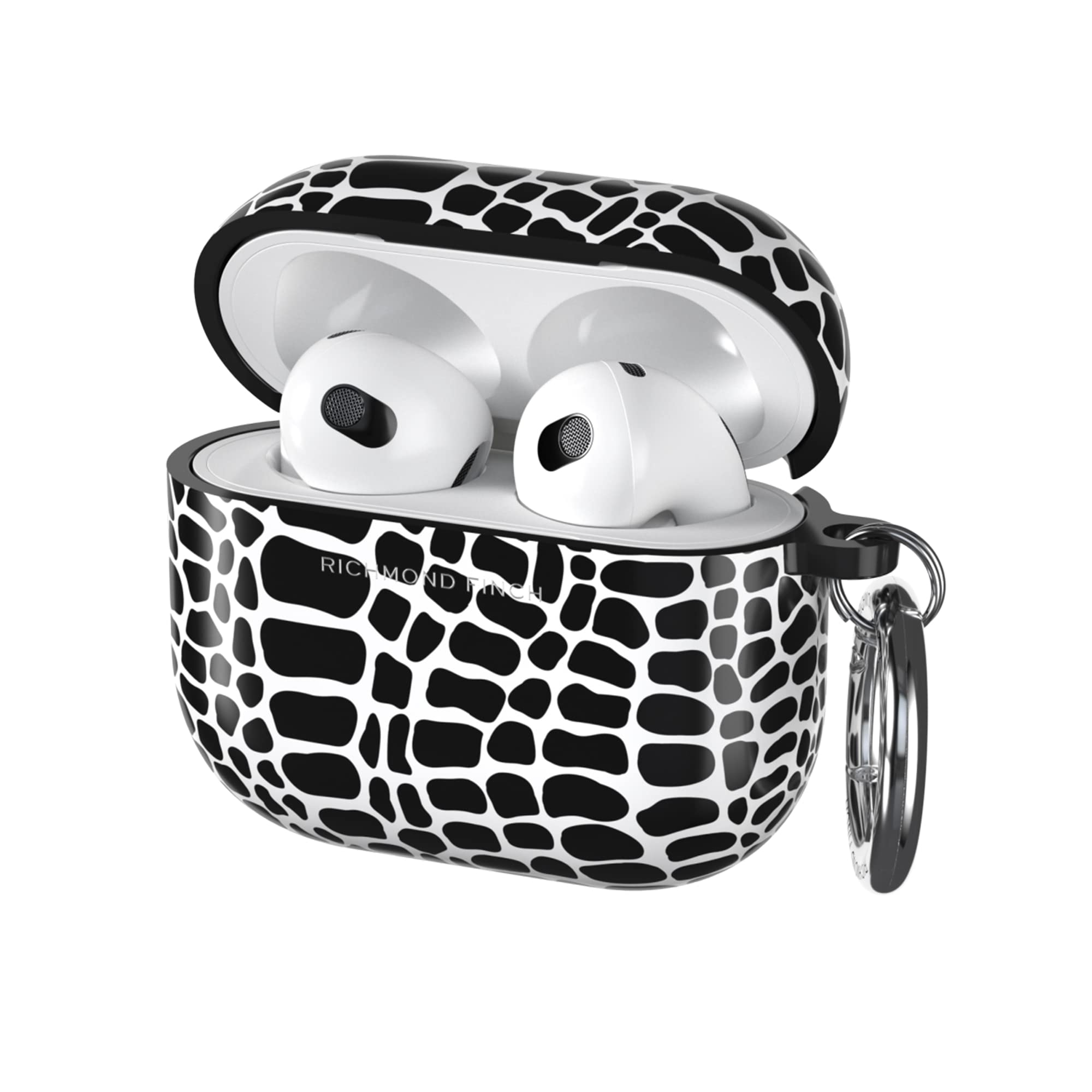 Richmond & Finch Compatible with Airpods 3 Case, Black Croc Design, Shockproof, Scratch Resistant, Wireless Charging Compatible, Fully Protective Cover for Airpods 3rd Generation