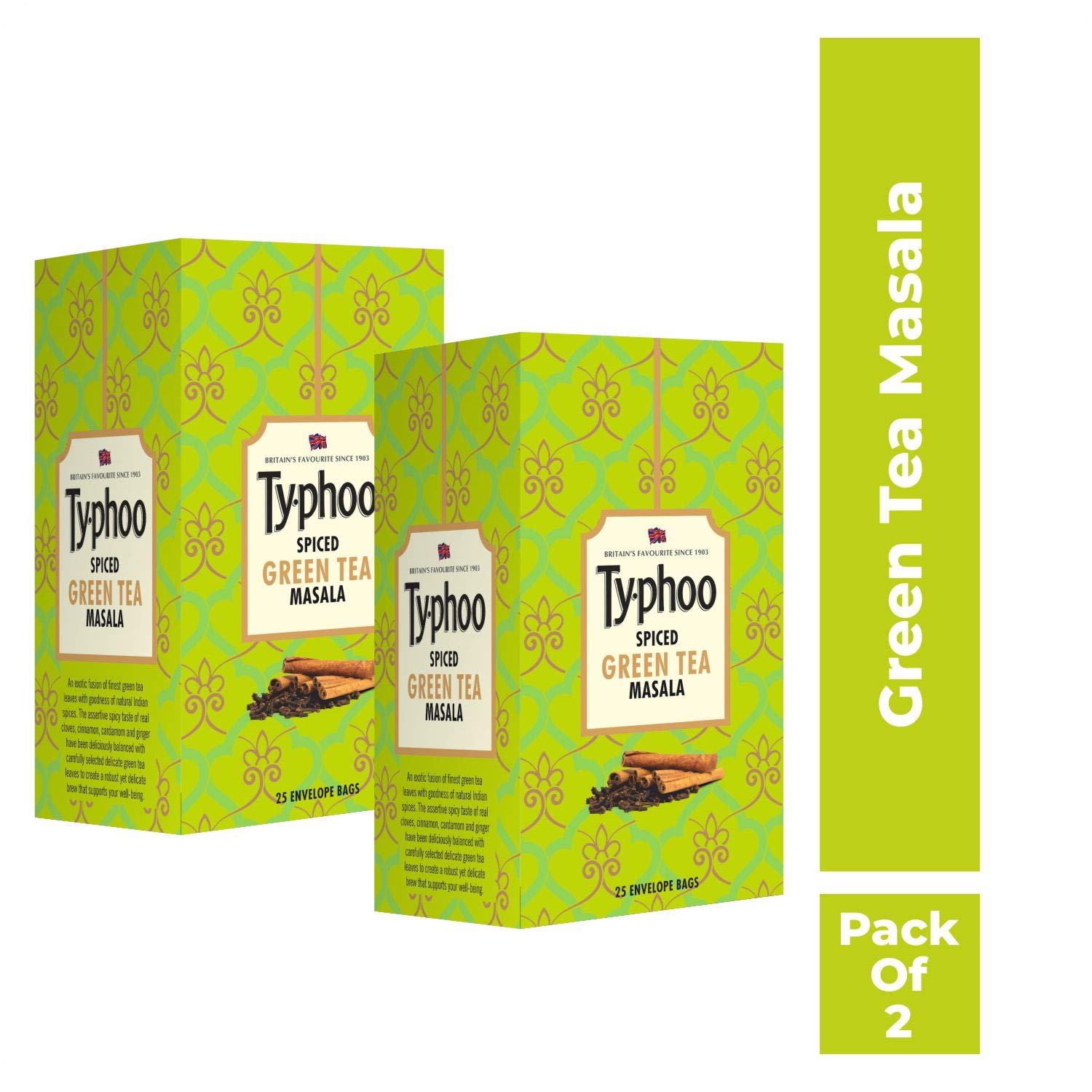 Typhoo Green Tea Masala (25 Tea Bags) (Pack of 2) Amazon.in Grocery