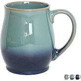 Bosmarlin Extra Large Ceramic Coffee Mug, 25 Oz, Dishwasher and Microwave Safe, Big Oversized Tea Cup, Reactive Glaze (Forest Night, 25 Oz)