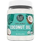 Island Fresh Organic Coconut Oil, Extra Virgin, Cold-Pressed, 54 fl oz – USDA Organic, Non-GMO for Cooking, Baking, Hair and 