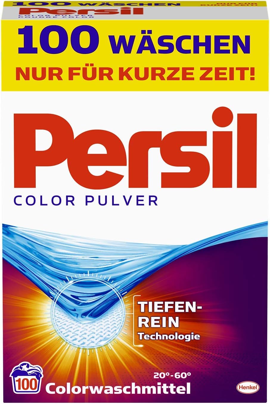 Persil Color Pulver, Colorwaschmittel, 100 Waschladungen, kraftvolle Fleckenentfernung für hygienisch reine Wäsche