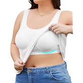 FOREYOND Plus Size Tank Top with Shelf Bra for Women Camisole Tops with Built in Bra Cotton Undershirts 1XL-5XL