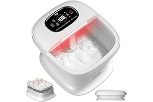 ALLJOY Collapsible Foot Spa Electric Rotary Massage, Christmas Gifts Foot Bath Massager with Heat, Bubble, Jet, Temp Control & Timer, Red Light, Shiatsu Massage, Foot Soaking Tub for Stress Relief