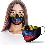 VTH GLOBAL Colombian Skull Coat of Arms Colombia Flag Design Print Cloth Reusable Washable Face Mask Women Men for Dust Protection