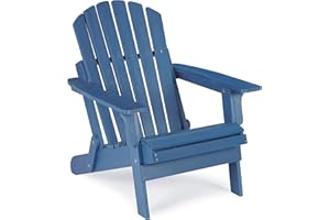 WOOD-NATRL Oversized Wooden Folding Adirondack Chair with Pre-Assembled Backrest and Seat Board, Lounge Chair for Outdoor Patio Garden Lawn Backyard Firepit Deck Pool Beach
