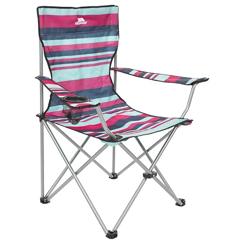 Trespass Branson, Tropical Stripe, Camping Chair with Cup Holder & Carrier Bag, Blue,Large/X-Large