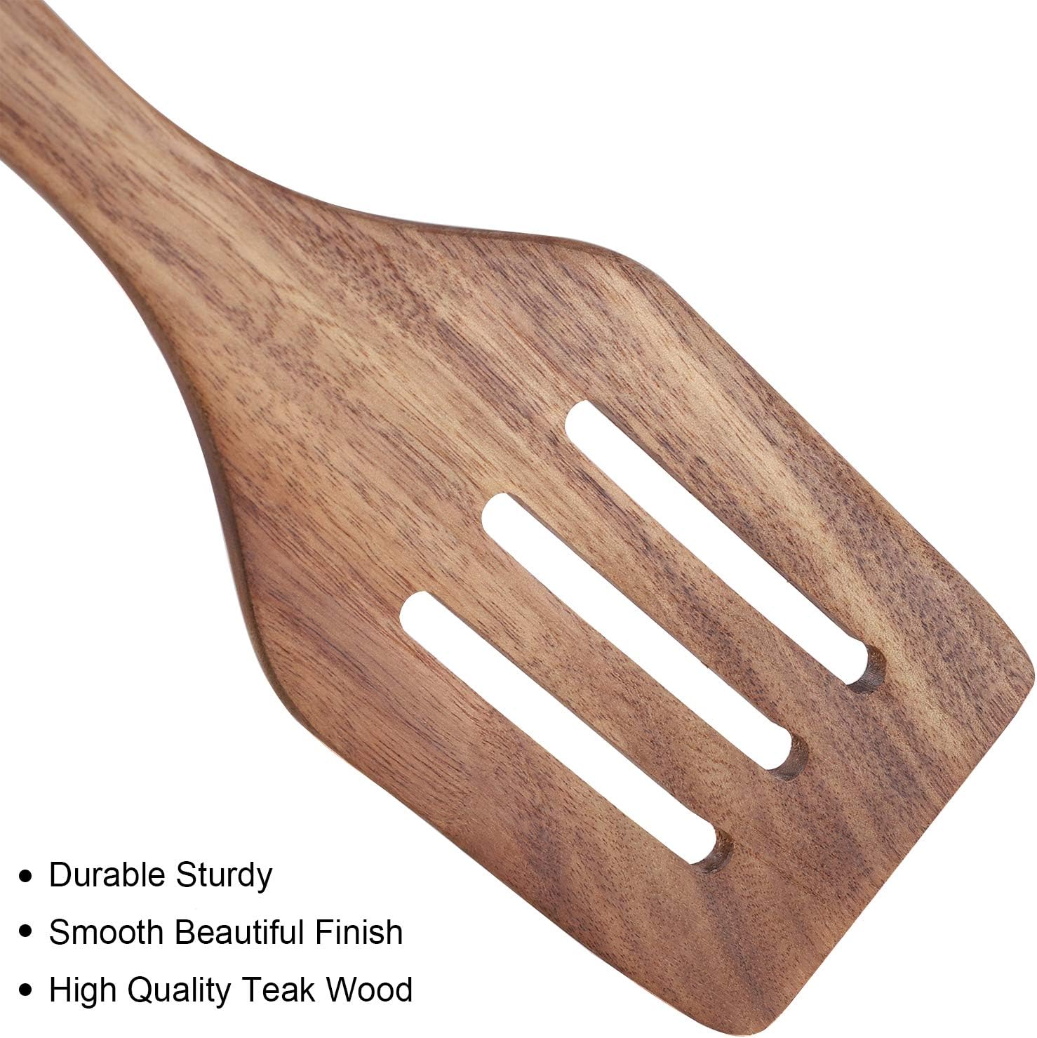 Wooden Cooking Utensils Set 4-Piece Wood Kitchen Utensil Set for Non Stick Cookware Wooden Spatula,Fork,Turner,Ladle,Strainer Spoons - Image 5