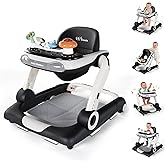 Baby Walker,4-Gear Height Adjustable Baby Walker with Wheels,5 in 1 Baby Activity Center,Music and Lights Bouncer Walker for Baby Boy 6-18 Months,Adjustable Speed Baby Push Walker