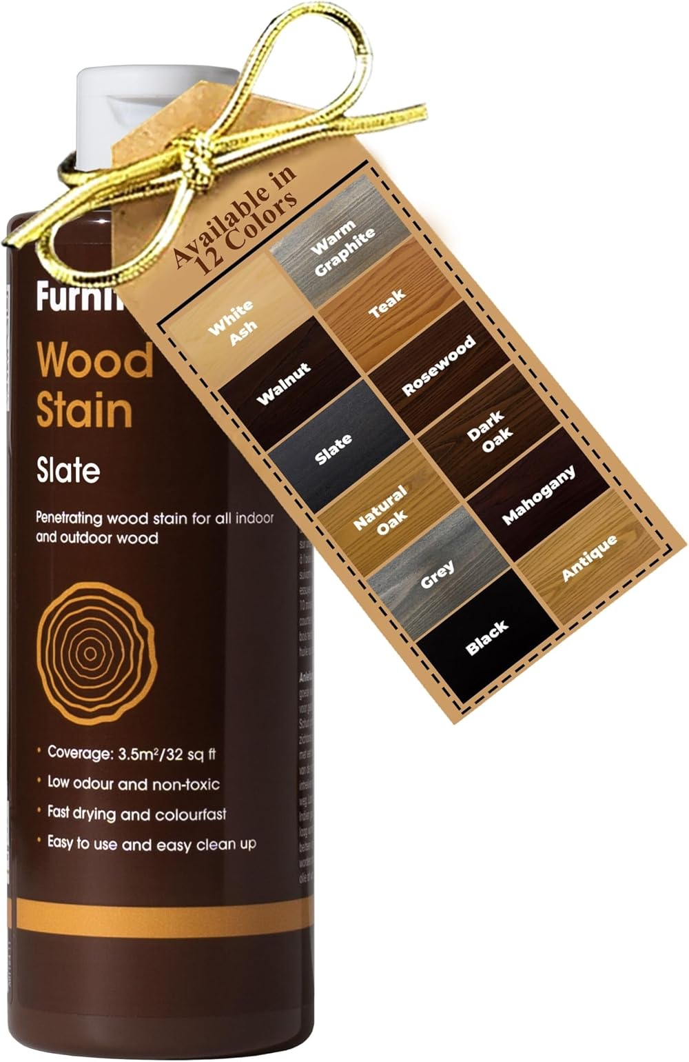 Furniture Clinic Wood Stain Slate 250ml Fast Dry Water Based Non-Toxic