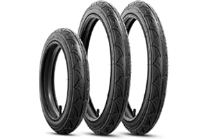 YEYOUC Rear 16×1.75 and Front 12.5×1.75x2.25 Tires and Tubes(2Sets+1Set) Fit for BOB 3-Wheeler Gear Jogging Troller Models-Single and Double Stroller, Compatible with Revolution SE/Pro/Flex and Duallie
