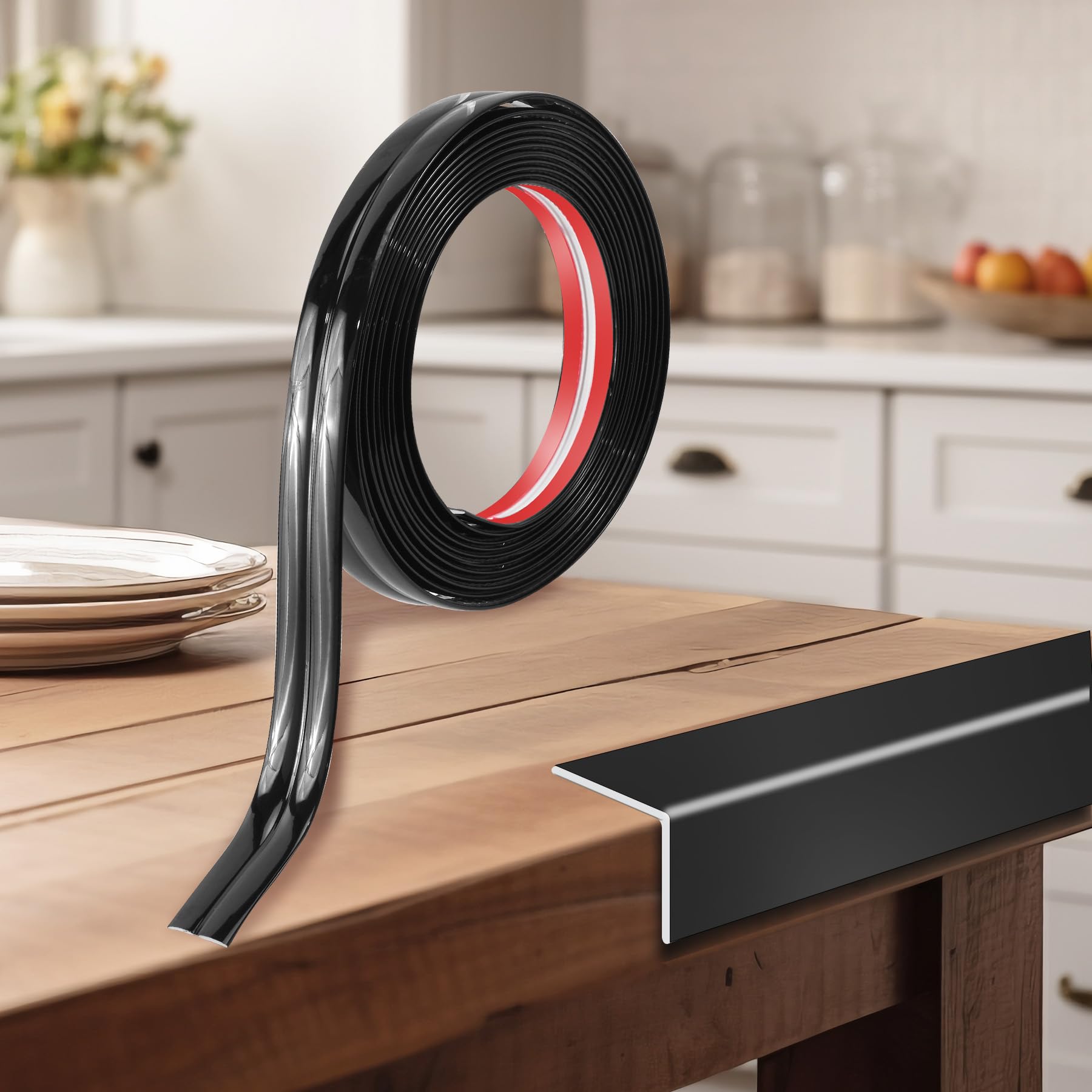 Photo 1 of 0.8 Inch x 20 Feet Wall Corner Protector Peel and Stick Corner Trim Molding Strip Self Adhesive Wall Edge Protectors Guards for Edge Ceiling, Black