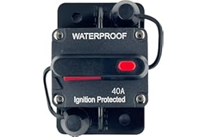 Xipupoo 40 Amp Circuit Breaker Resettable Fusewith Manual Reset Switch Button Waterproof 12V-48V DC for Boat Trolling Motor Marine ATV Trailer Vehicles Stereo Audio Electronic Battery Solar System
