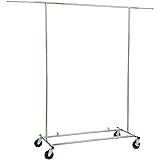 Amazon Basics Rolling Clothing Garment Rack with Wheels, Chrome Silver