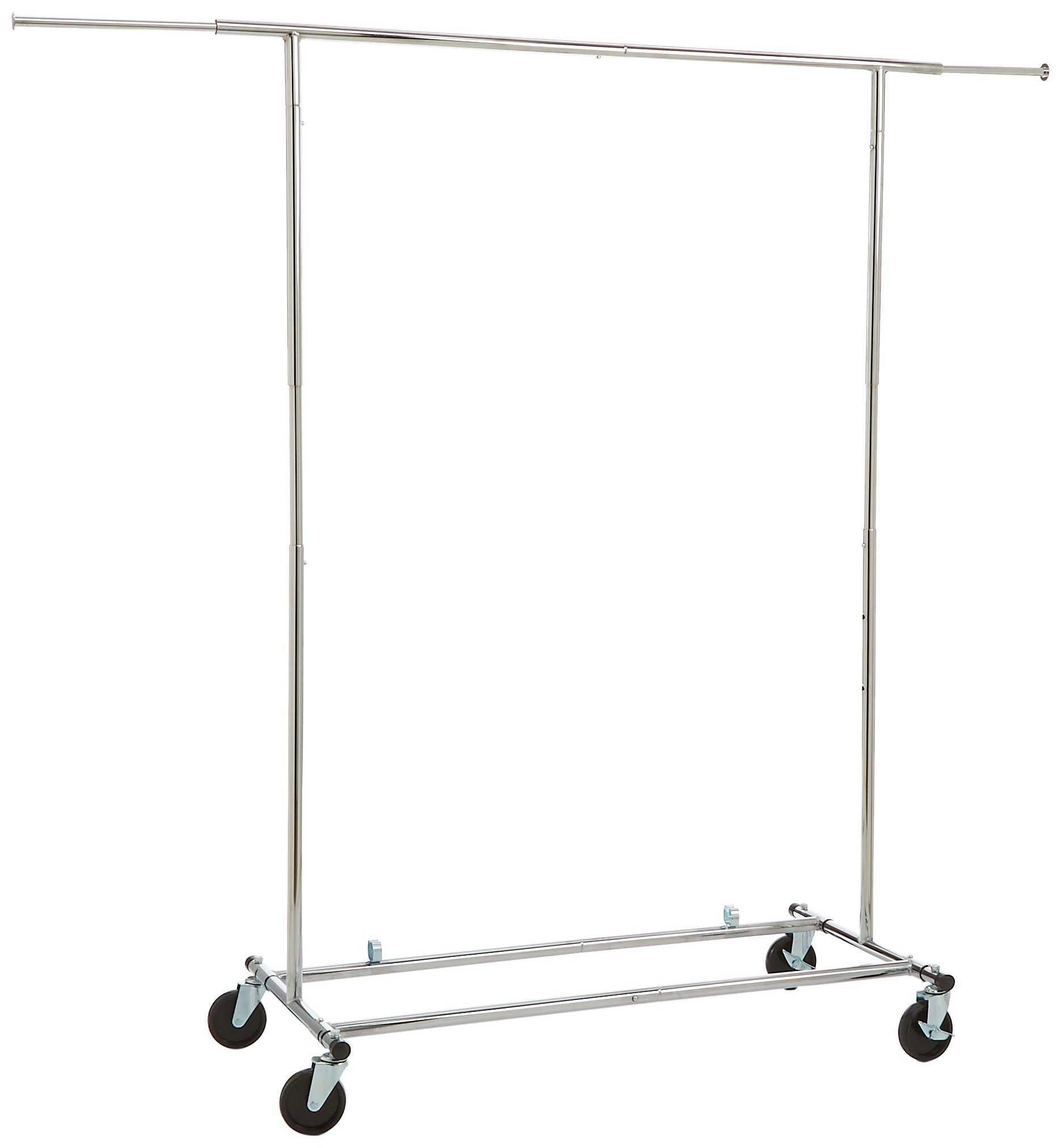 Amazon Basics Rolling Clothing Garment Rack with Wheels, Chrome Silver