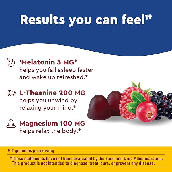 NATURE MADE WELLBLENDS SLEEP AND RECOVER, SLEEP AID WITH MELATONIN 3MG TO SUPPORT RESTFUL SLEEP, PLUS L THEANINE 200MG AND MAGNESIUM CITRATE, 44 GUMMIES