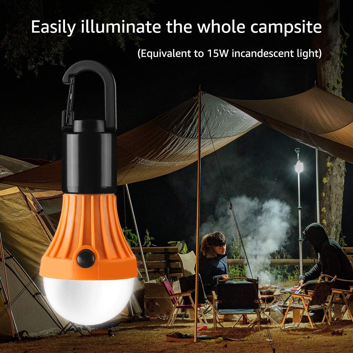 Lepro LED Camping Light Bulbs Tent Lamp with Clip Hook, Portable Hanging Lantern Battery Powered Emergency Light for Hurricane, Power Outage, Mini Camper Light for Hiking, Backpacking, Fishing, 4 Pack: Home Improvement