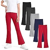 BOOPH 5 Pack Girls Flare Leggings High Waist Bell Bottom Pants Kids Cotton Casual Clothes for Teen Girl