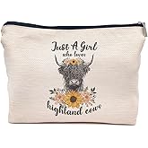 IWXYI Highland Cow Bag - Just a Girl Who Loves Highland Cow Makeup Bag - Travel Toiletry Bag