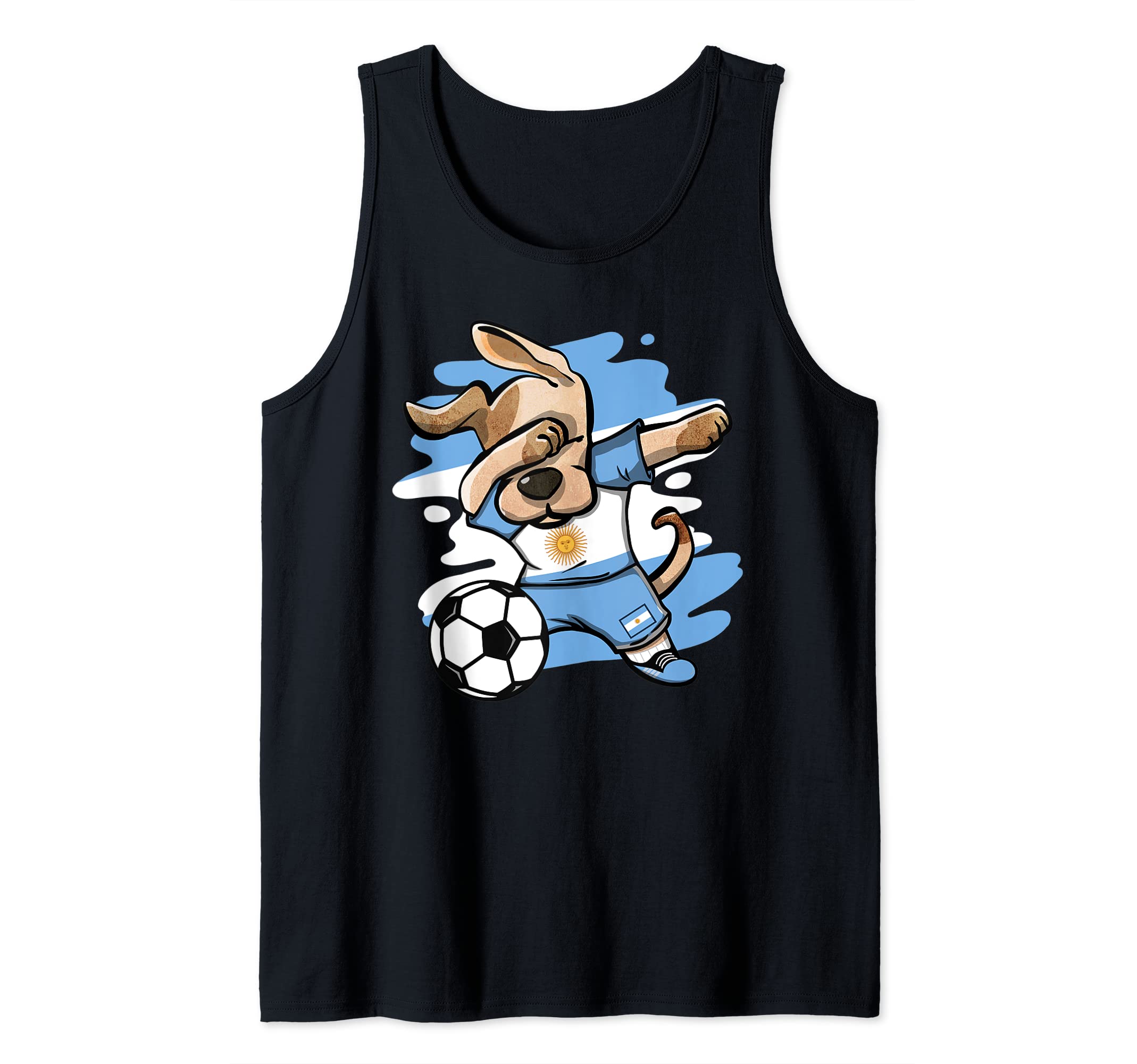 Dabbing Dog Argentina Soccer Fans Argentinian Flag Football Tank Top