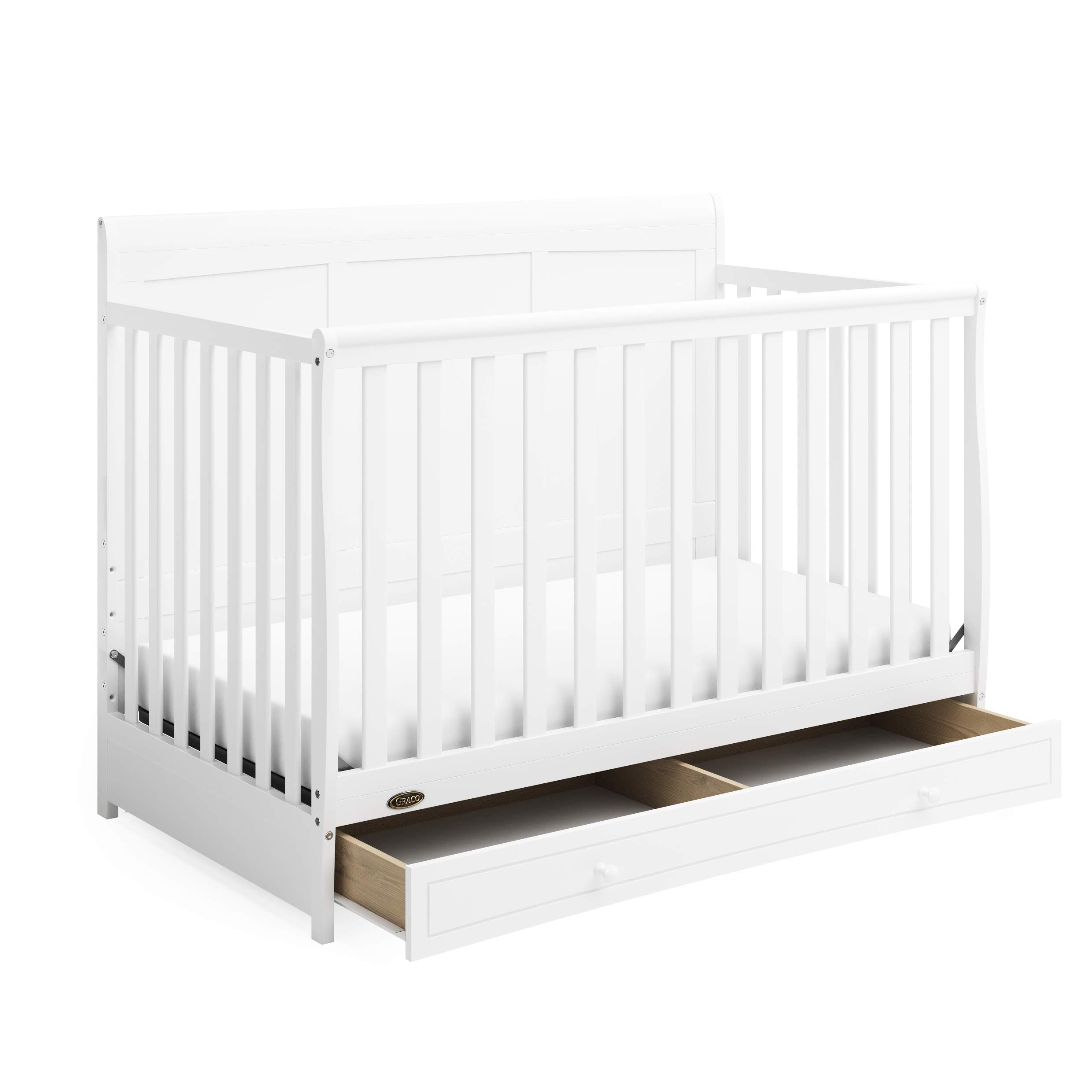 Photo 1 of ***INCOMPLETE - MISSING HARDWARE AND OTHER PARTS - SEE PICTURES***
Graco Asheville 5-in-1 Convertible Crib with Drawer (White) – GREENGUARD Gold Certified, Crib with Drawer Combo, Full-Size Nursery Storage Drawer, Converts to Toddler Bed, Daybed and Full-