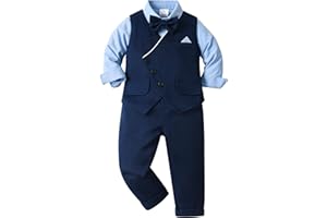 Volunboy Baby Boy Suit Toddler Formal Outfit Kids 3 Piece Vest Gentleman Clothes Long Sleeve Shirt and Pants Set
