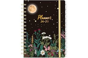 PINCHOCO 2024-2025 Planner - Planner/Calendar 2024-2025, July 2024 - June 2025, 2024-2025 Planner Weekly and Monthly with Tabs, 6.4" x 8.5", Hardcover with Back Pocket + Thick Paper - Moonlight Floral