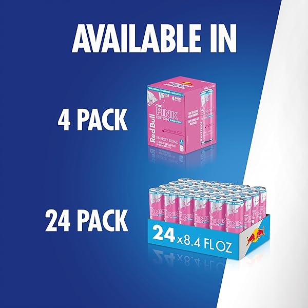 RED BULL PINK EDITION SUGAR-FREE ENERGY DRINK, WILD BERRIES, WITH 80MG CAFFEINE PLUS TAURINE & B VITAMINS, 8.4 FL OZ, PACK OF 4 CANS