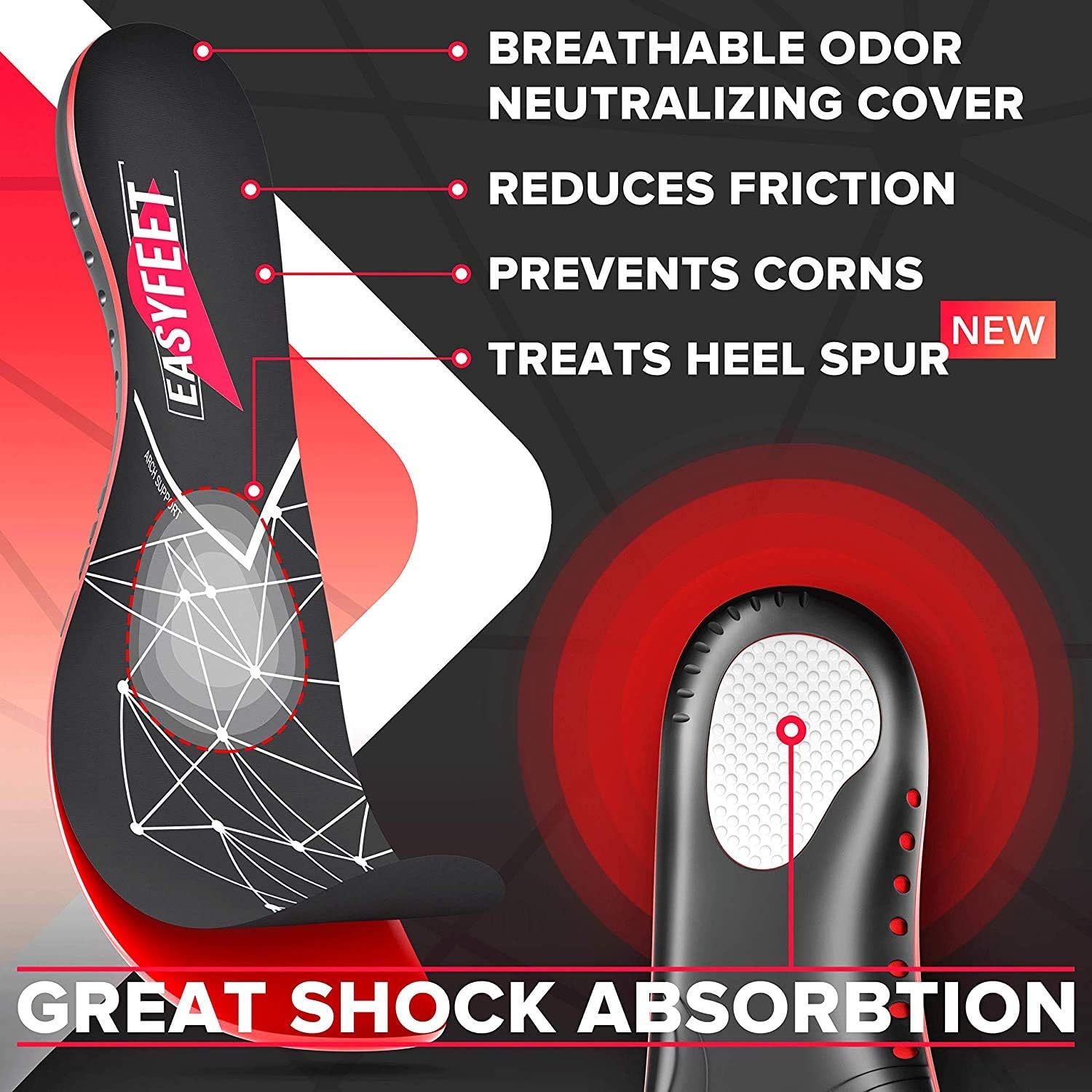 Plantar Fasciitis Arch Support Insoles for Men and Women Shoe Inserts - Orthotic Inserts - Flat Feet Foot - Running Athletic Gel Shoe Insoles - Orthotic Insoles for Arch Pain High Arch - Boot Insoles: Health & Personal Care