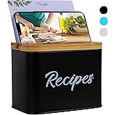 ArtEight Recipe Box - Black - 4"x6" Recipe Cards and Box Set - Durable Recipe Card Box with Thicker Metal - Includes 25 Cards and 10 Dividers - Beautiful Recipe Box with Cards and Dividers