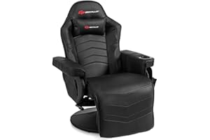 Goplus Massage Gaming Chair, Racing Style Gaming Recliner w/Adjustable Backrest and Footrest, Ergonomic High Back PU Leather Computer Office Chair Swivel Game Chair w/Cup Holder and Side Pouch