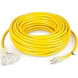 SIMBR 12/3 50 FT Extension Cord Outdoor with Triple Outlets, Heavy Duty Electrical Cord 12 Gauge Lighted, 15 Amps, 1875 Watts