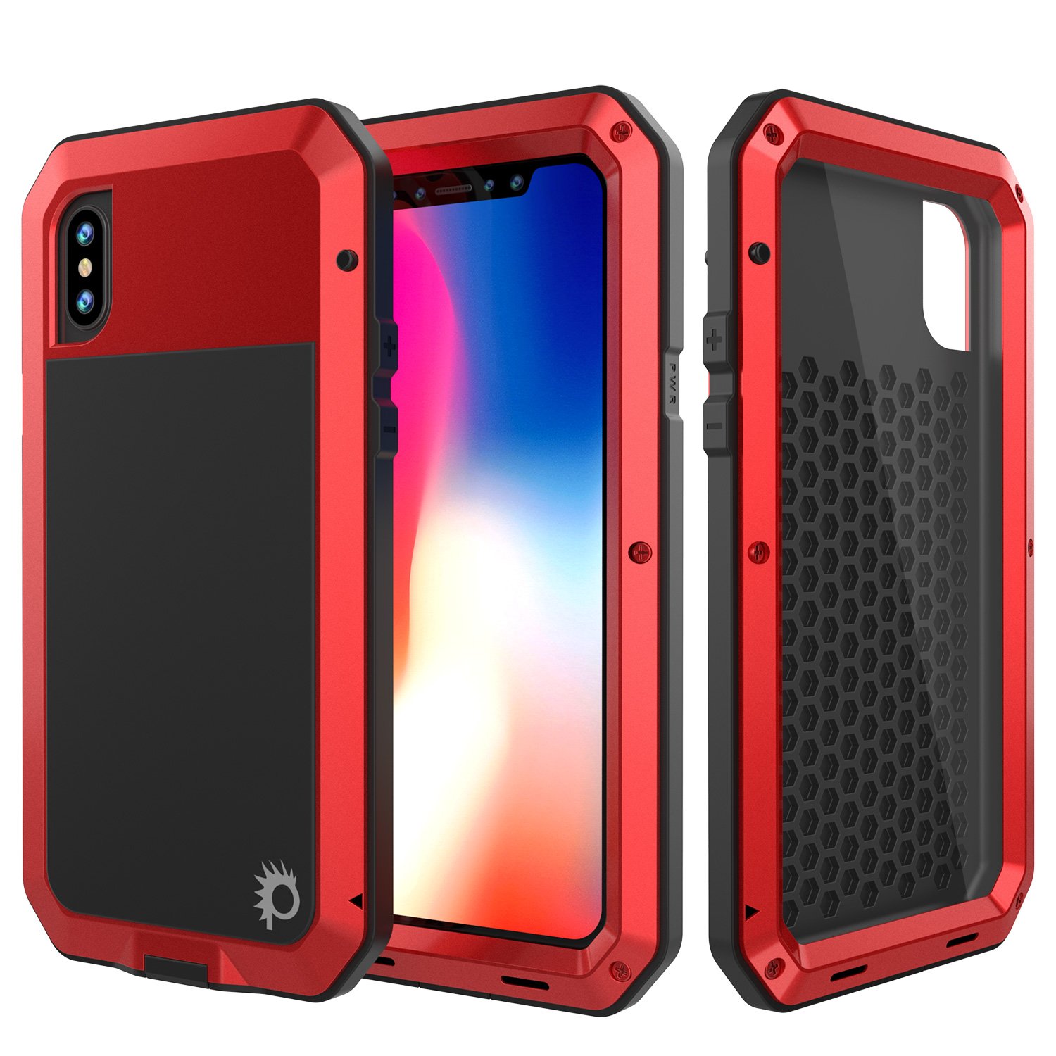 Punkcase iPhone XR Metal Case, Heavy Duty Military Grade Rugged Armor Cover [Shock Proof] Hard Aluminum & TPU Design W/Tempered Glass Screen Protector Compatible W/Apple iPhone XR [Red]