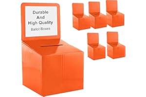 MY CHARITY BOXES Raffle Ticket Donation Collection Ballot Box Reusable Sturdy thick Cardboard with Slot comment Suggestion Box With Removable Header 6H x 6W x 6D, Display area 6H x 6W(Orange 5 pack)