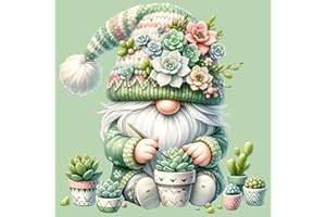 MYBISYMQQ Gnome Succulents Stamped Cross Stitch Kits Cross Stitch Patterns,Dimensions Cross Stitch Kits Embroidery Kit Arts and Crafts for Beginners 13.7x13.7 inch