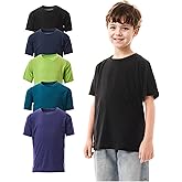 WHITE PEAK TRADING COMPANY 5 Pack Youth Quick-Drying T-Shirt Moisture Wicking Athletic Short Sleeve Tees for Boys & Girls