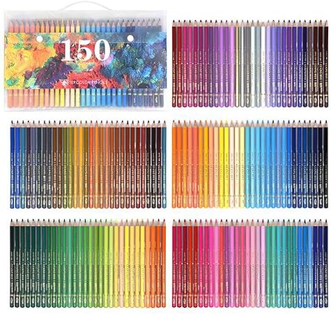 Amazon Co Jp 水溶性色鉛筆 150色セット 塗り絵 アート鉛筆 プレゼント用 絵の具 お絵描き 水に溶ける 子供と大人の塗り絵に適用 収納ケース付 文房具 オフィス用品