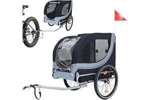 THCTVOUS Large Dog Trailer for Bike, Folding Bike Trailer for Dogs with 18.9" Wheels, 120LB Capacity All-Terrain Pet Carrier, Universal Bicycle Coupler