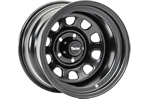 TACTIK D Window Classic 15 Inch Solid Steel Wheel, Black - 15x10, 5x4.5 Bolt Pattern (-38.1mm Offset), 4" Backspace - Fits Jeep 1984-2006 Wrangler, Wagoneer, Comanche, Grand Cherokee TJ YJ MJ ZJ XJ LJ
