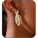 ZXYMHL Gold Fish Dangle Drop Earrings For Women Cute Fun Summer Beach Earrings Vacation Fashion Jewelry for Tropical ﻿