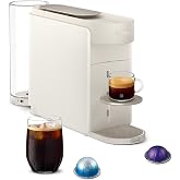 Nespresso Vertuo Up Coffee &amp; Espresso Maker by De'Longhi, White | Pearl white coffee machine with 3 second start, 47 oz. multi-position water tank, iced coffee mode and app customization.
