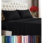 Utopia Bedding Queen Sheet Set – 4 Piece Bed Sheets for Queen Size Bed, Soft and Breathable Microfiber, Includes 1 Fitted Sheet, 1 Flat Sheet and 2 Pillowcases (Black)