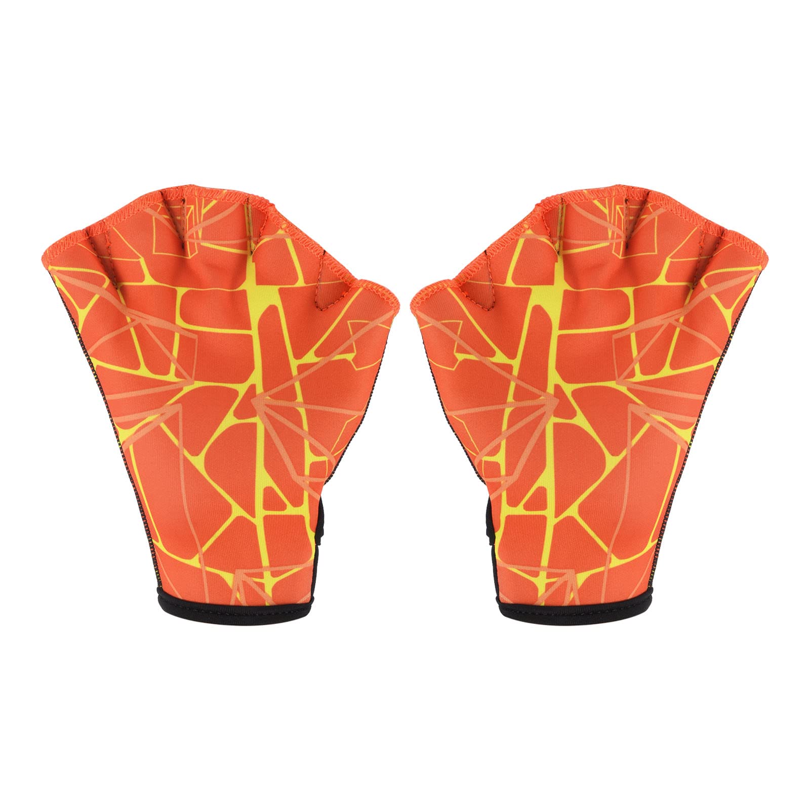 PATIKIL Webbed Swim Gloves, Swimming Aquatic Gloves Printing Water Resistance Training Accessories for Swimming and Diving, M, Orange