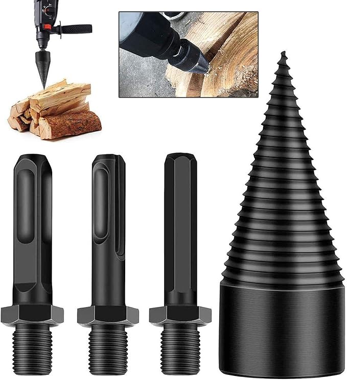 FLRAUTO Firewood Drill Bit Wood Splitter,Electric Log Splitter Drill