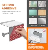 Ibergrif Chrome Toilet Roll Holder with Shelf, Self-Adhesive, Stainless Steel view 7