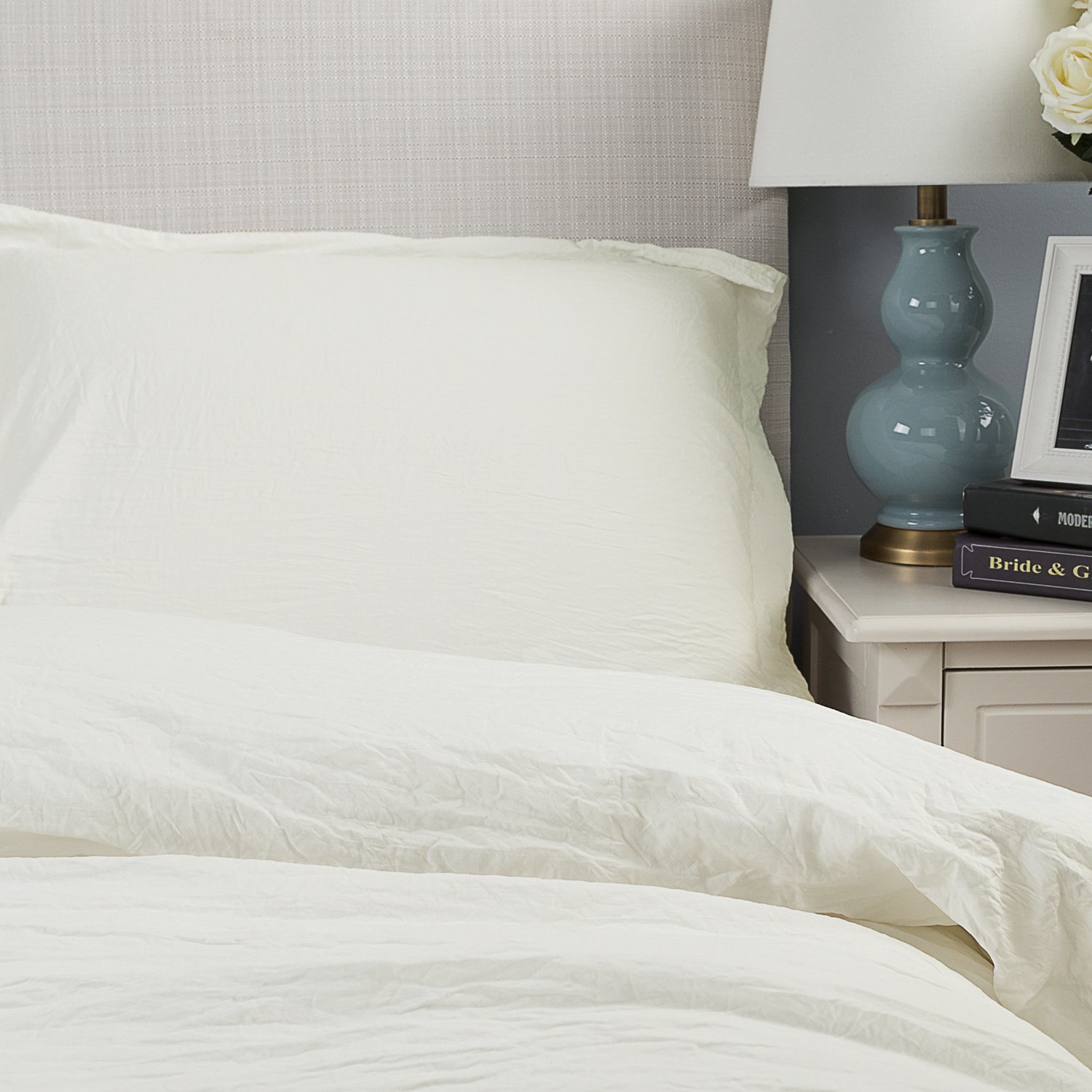 Bedsure Duvet Cover Set with Zipper Closure Solid Peach Twin Size(68