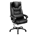 SONGMICS Office Chair, Original Design Executive Swivel Chair PU Leather with Foldable Headrest, Adjustable Pillow, Black UOBG76B