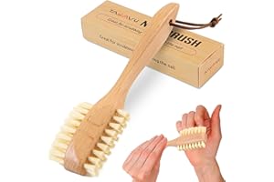 Takavu Nail Brush, Pure Boar Bristles, Natural Wood Handle, Nail Cleaning Brush for Scrubbing Fingernail Toenail Hand Feet, Dual Sided for Regular Manicure Nail Care Hygiene